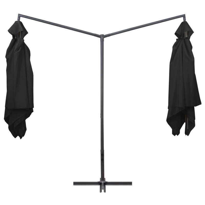 Double Parasol with Steel Pole 250x250 cm Black