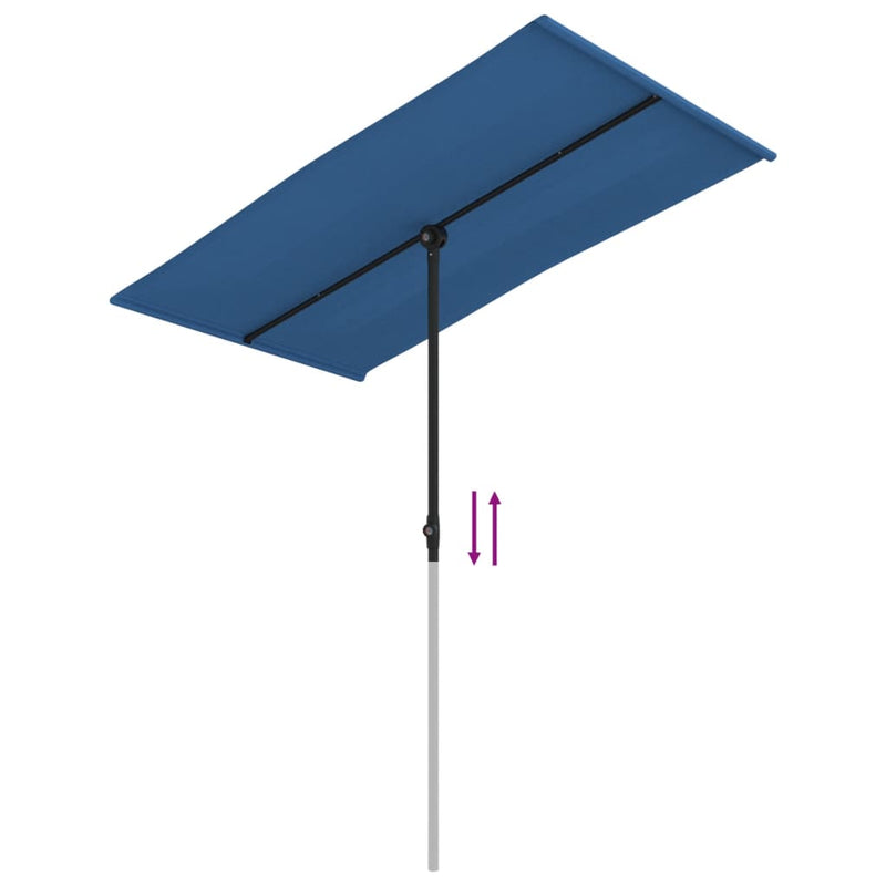 Garden Parasol with Aluminium Pole 180x110 cm Azure Blue