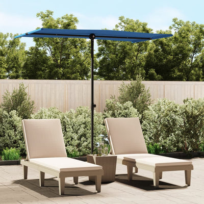 Garden Parasol with Aluminium Pole 180x110 cm Azure Blue