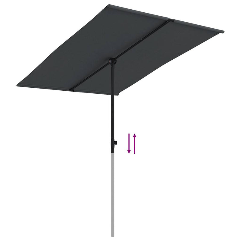 Garden Parasol with Aluminium Pole 2x1.5 m Black