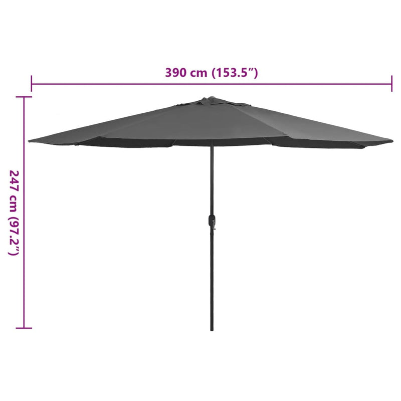 Garden Parasol with Metal Pole 390 cm Anthracite