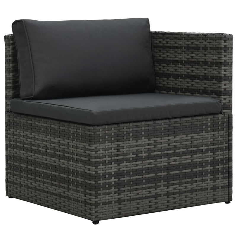 5 Piece Garden Lounge Set with Cushions Poly Rattan Grey