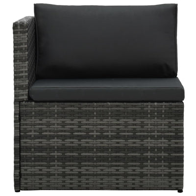 5 Piece Garden Lounge Set with Cushions Poly Rattan Grey