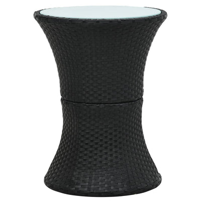 Garden Side Table Drum Shape Black Poly Rattan