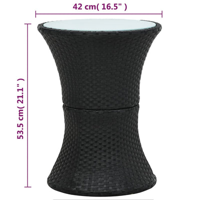 Garden Side Table Drum Shape Black Poly Rattan