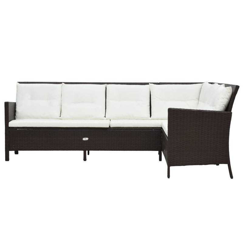 3 Piece Garden Lounge Set with Cushions Poly Rattan Brown