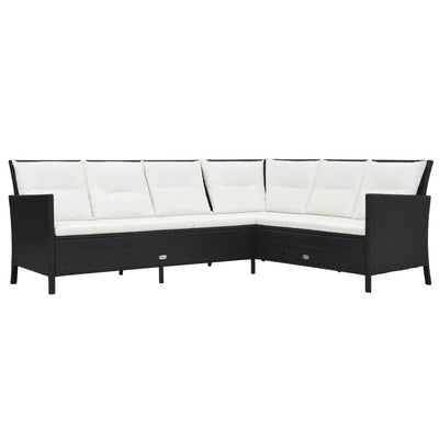 3 Piece Garden Lounge Set with Cushions Poly Rattan Black