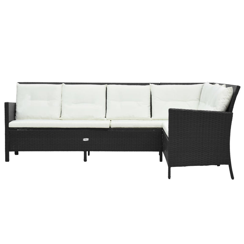 3 Piece Garden Lounge Set with Cushions Poly Rattan Black