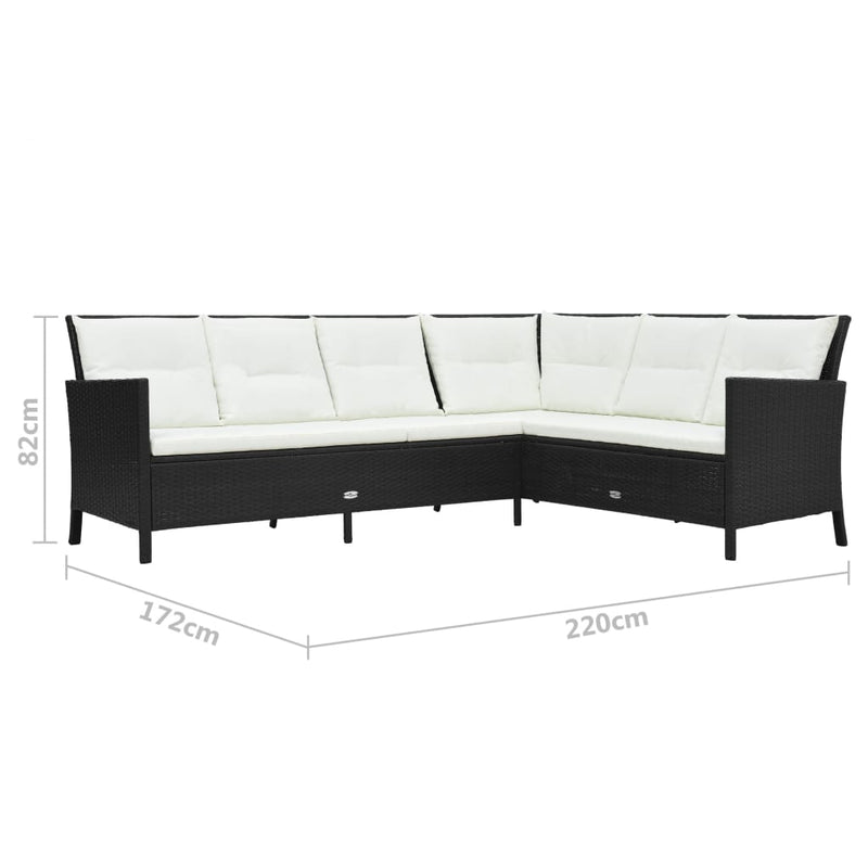 3 Piece Garden Lounge Set with Cushions Poly Rattan Black