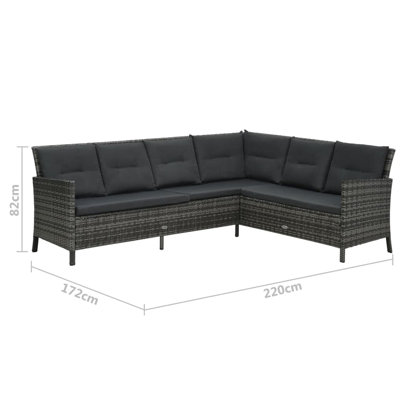 3 Piece Garden Lounge Set with Cushions Poly Rattan Grey