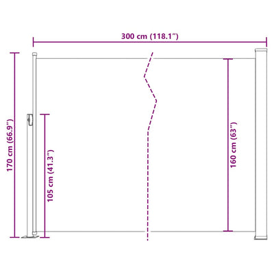 Patio Retractable Side Awning 170x300 cm Grey
