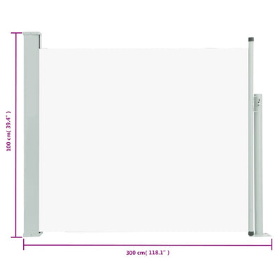 Patio Retractable Side Awning 100x300 cm Cream