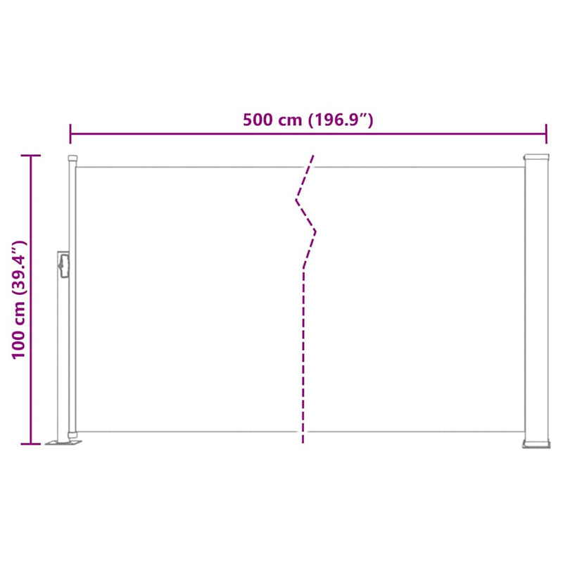 Patio Retractable Side Awning 100x500 cm Black