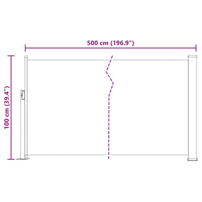 Patio Retractable Side Awning 100x500 cm Cream
