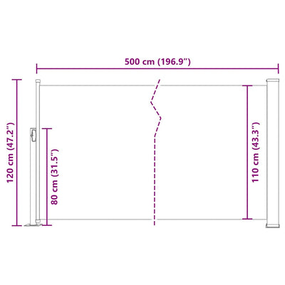Patio Retractable Side Awning 120x500 cm Black