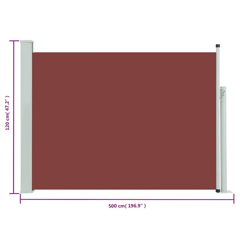 Patio Retractable Side Awning 120x500 cm Brown