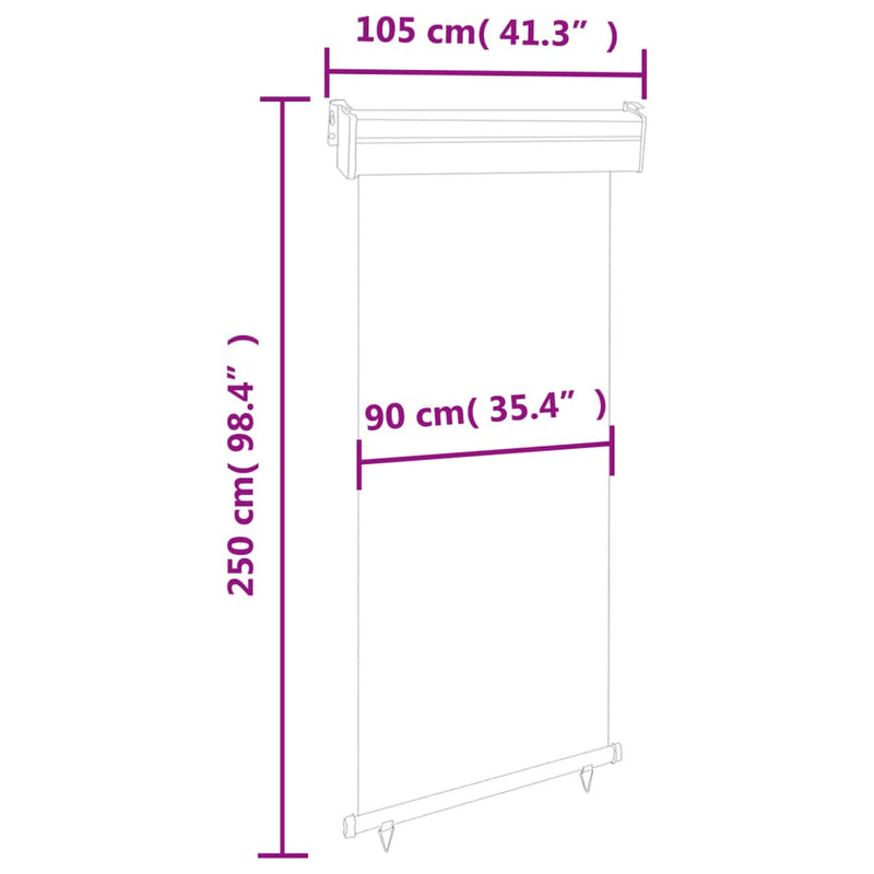 Balcony Side Awning 105x250 cm Grey