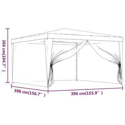 Party Tent with 4 Mesh Sidewalls 4x4 m White