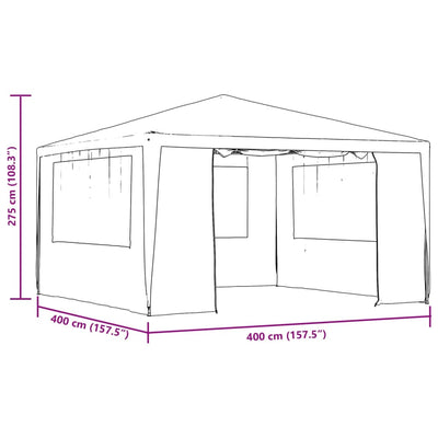 Professional Party Tent with Side Walls 4x4 m White 90 g/m²