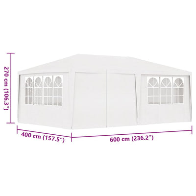 Professional Party Tent with Side Walls 4x6 m White 90 g/m²