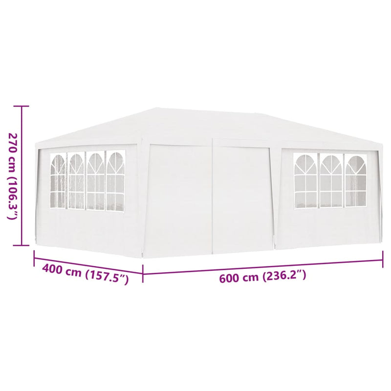 Professional Party Tent with Side Walls 4x6 m White 90 g/m²