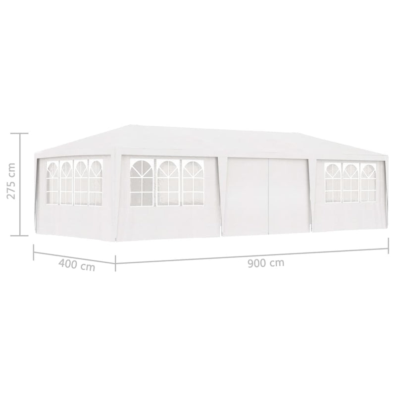 Professional Party Tent with Side Walls 4x9 m White 90 g/m²