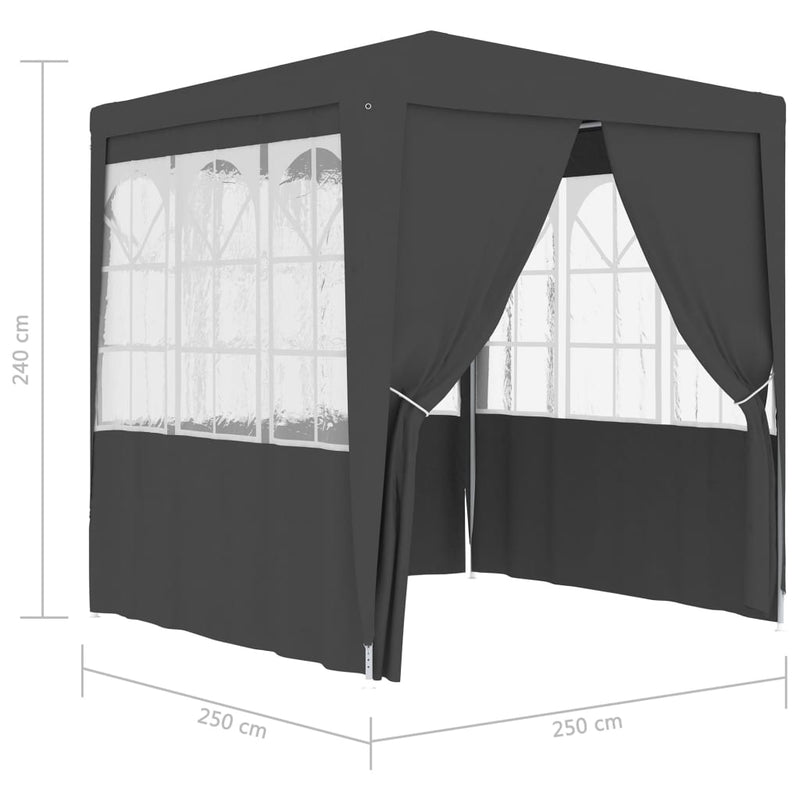 Professional Party Tent with Side Walls 2.5x2.5 m Anthracite 90 g/m²