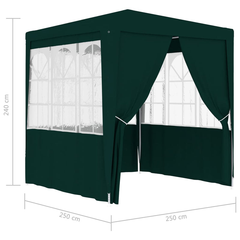 Professional Party Tent with Side Walls 2.5x2.5 m Green 90 g/m²