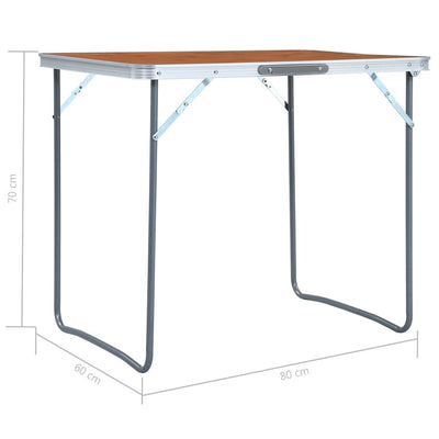 Foldable Camping Table with Metal Frame 80x60 cm