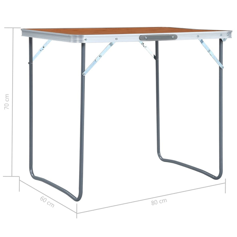 Foldable Camping Table with Metal Frame 80x60 cm