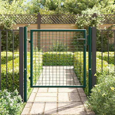 Fence Gate Steel 100x75 cm Green