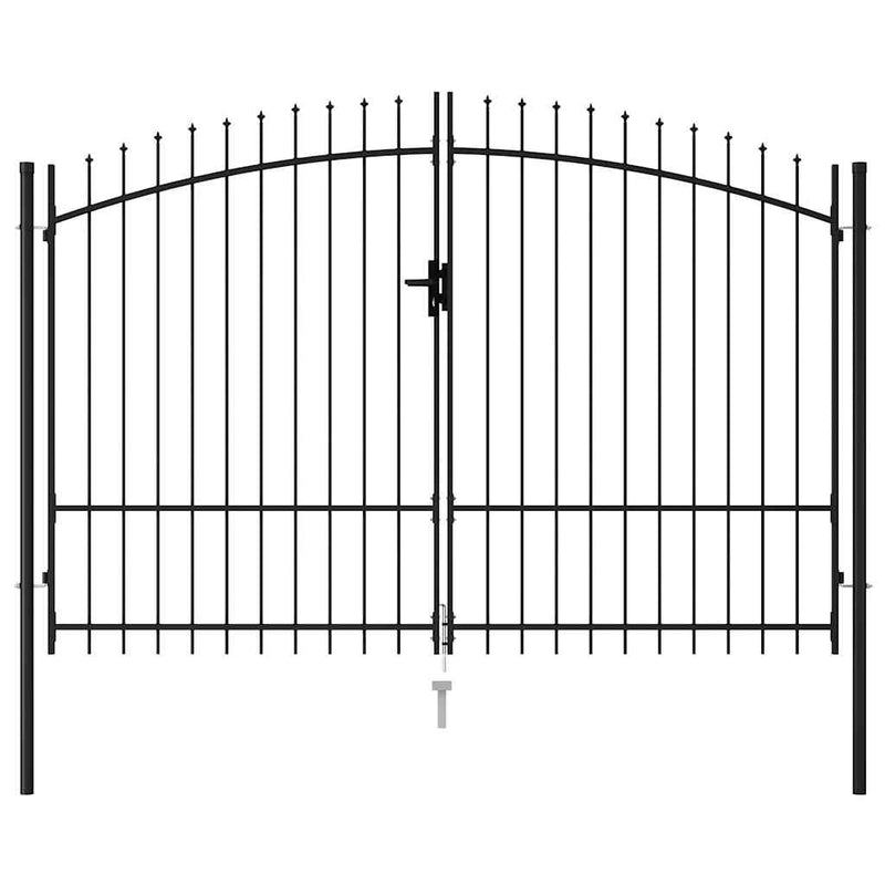 Fence Gate Double Door with Spike Top Steel 3x2 m Black