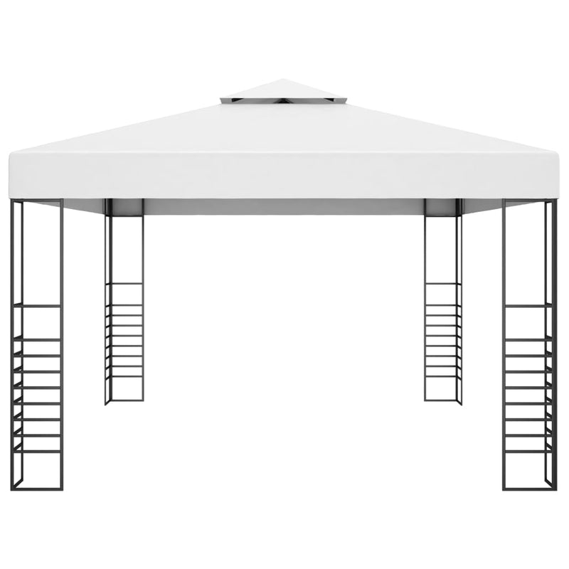 Garden Gazebo Powder-Coated Steel 4x3x2.7 m White