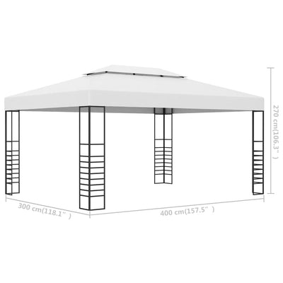 Garden Gazebo Powder-Coated Steel 4x3x2.7 m White