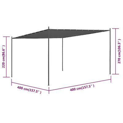 Gazebo with Roof 4x4 m Anthracite