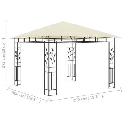 Gazebo with Mosquito Net 3x3x2.73 m Cream 180 g/m²