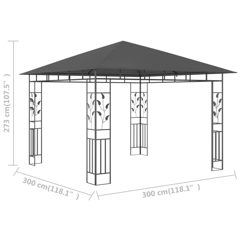 Gazebo with Mosquito Net 3x3x2.73 m Anthracite 180 g/m²