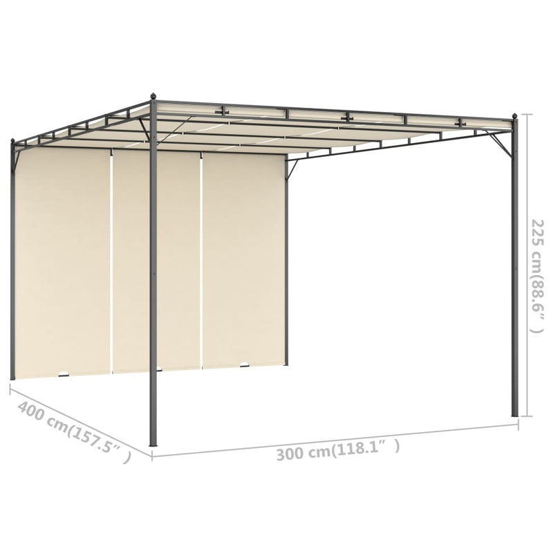 Garden Gazebo with Side Curtain 4x3x2.25 m Cream