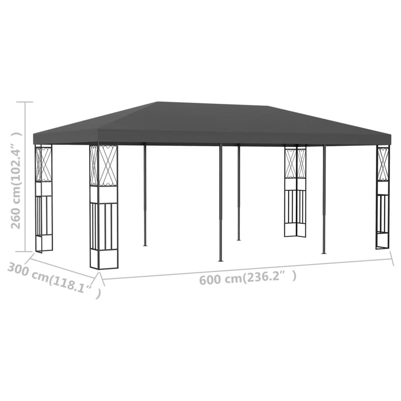 Gazebo 3x6 m Anthracite Fabric