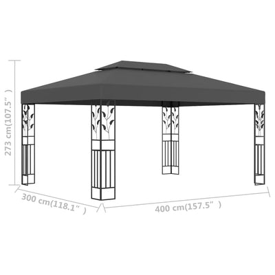 Gazebo with Double Roof 3x4m Anthracite