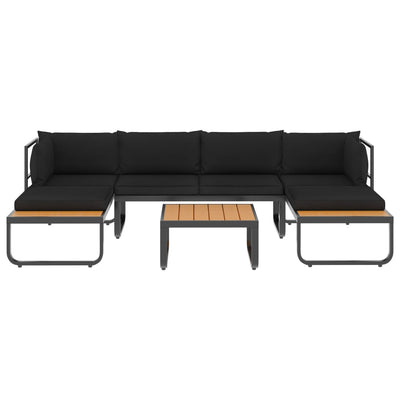 4 Piece Garden Corner Sofa Set with Cushions Aluminium and WPC