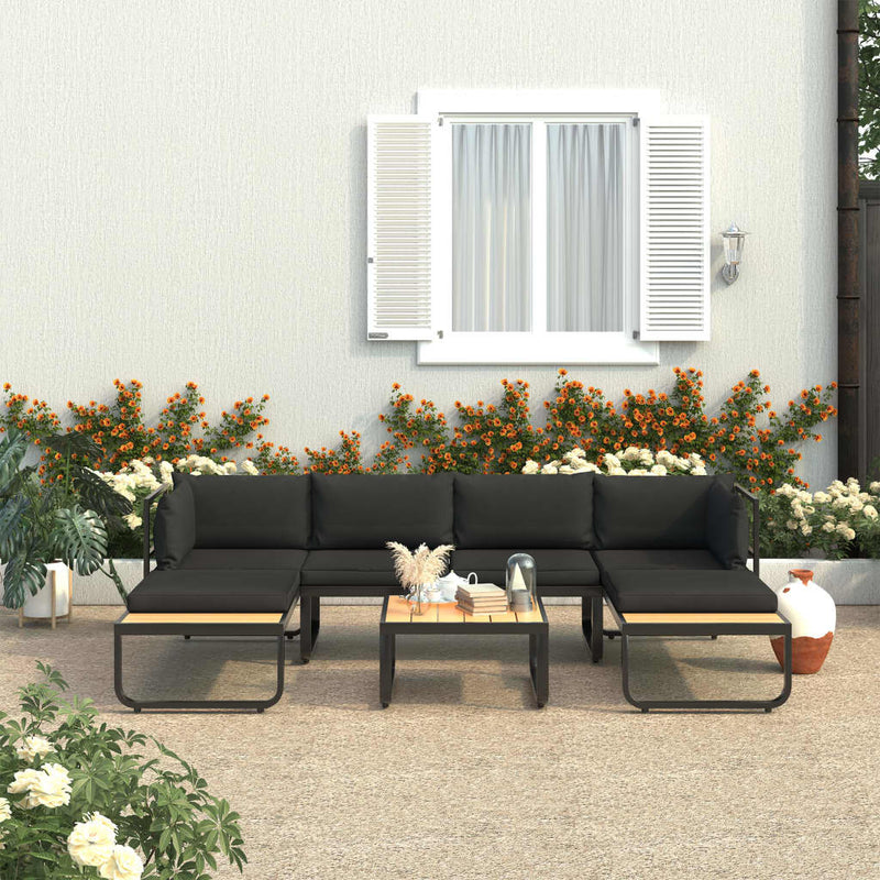 4 Piece Garden Corner Sofa Set with Cushions Aluminium and WPC