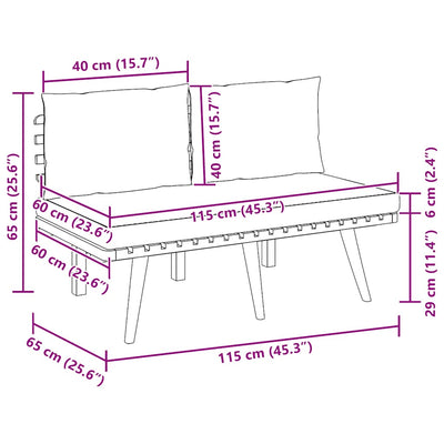 Garden Bench with Cushions 115 cm Solid Acacia Wood