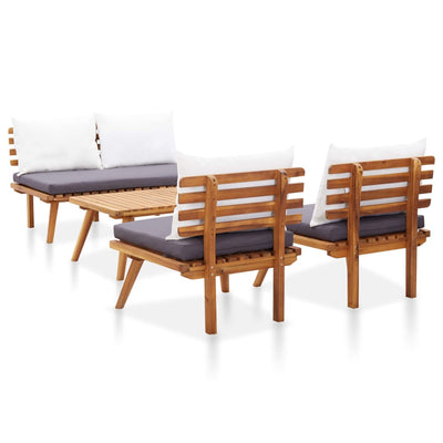 4 Piece Garden Lounge Set with Cushions Solid Acacia Wood