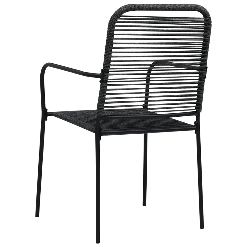 Garden Chairs 2 pcs Cotton Rope and Steel Black