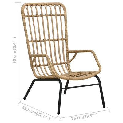 Garden Chair Poly Rattan Light Brown