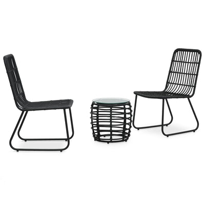 3 Piece Bistro Set Poly Rattan Black