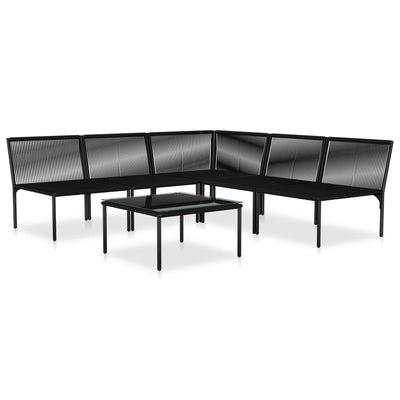 6 Piece Garden Lounge Set with Cushions Black PVC