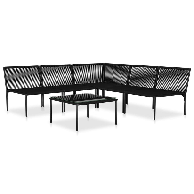 6 Piece Garden Lounge Set with Cushions Black PVC