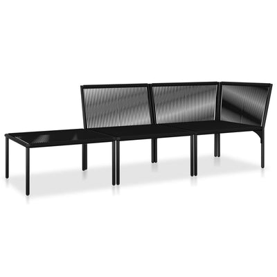 3 Piece Garden Lounge Set with Cushions Black PVC